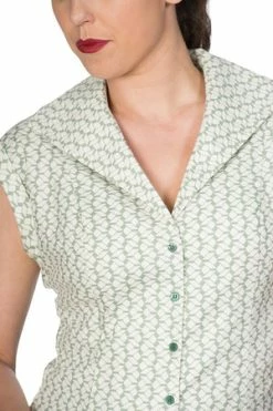 Banned Tile Print 50s Blouse -Burleska shop 1578475297BL14045MINT05 1 300x