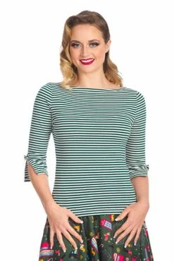 Banned Merry Xmas Stripe Top -Burleska shop 1642529017TP10476 20WHT 20GRN 200027 300x
