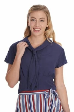 Banned Summer Ahoy Blouse -Burleska shop 1659038866BL14156NAVY13159 300x