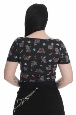 Banned Skeleton Cat Top -Burleska shop 1659540076TP10562BLK 3 300x