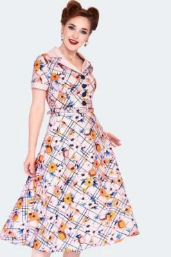 Voodoo Vixen 60s Floral Midi Collared Dress