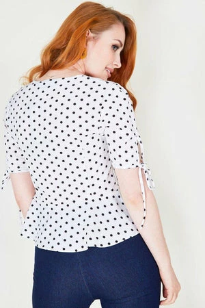 Voodoo Vixen Alice Polka Dot Peplum Blouse 4 Voodoo Vixen Alice Polka Dot Peplum Blouse - Image 2