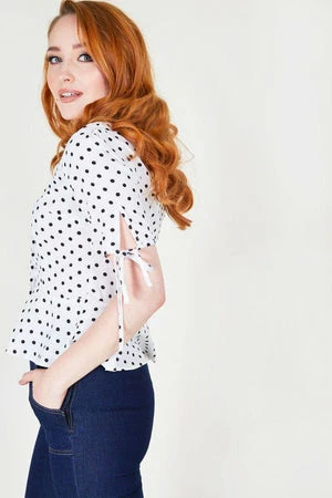 Voodoo Vixen Alice Polka Dot Peplum Blouse 5 Voodoo Vixen Alice Polka Dot Peplum Blouse - Image 3