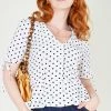 Voodoo Vixen Alice Polka Dot Peplum Blouse -Burleska shop Alice Polka Dot Peplum Blouse Voodoo Vixen 300x