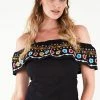 Voodoo Vixen Anna Embroidered Ruffle Top -Burleska shop Anna Embroidered Ruffle Top Voodoo Vixen 300x