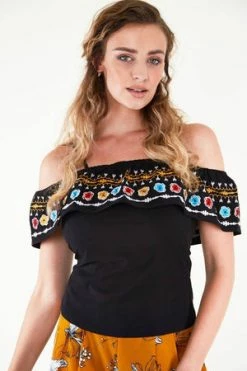 Voodoo Vixen Anna Embroidered Ruffle Top