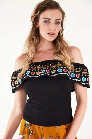 Voodoo Vixen Anna Embroidered Ruffle Top 3 Voodoo Vixen Anna Embroidered Ruffle Top