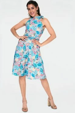 Voodoo Vixen Bonnie High Neck Fan Print Dress -Burleska shop Bonnie High Neck Fan Print Dress Voodoo Vixen 4 300x