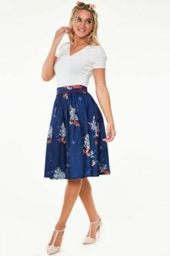 Voodoo Vixen Colbie Flare Coral Print Skirt -Burleska shop Colbie Flare Coral Print Skirt Voodoo Vixen 3 300x