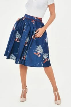 Voodoo Vixen Colbie Flare Coral Print Skirt
