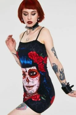 Jawbreaker Deadly Dame Day Of The Dead Dress -Burleska shop Deadly Dame Day of the Dead Dress Jawbreaker 3 300x
