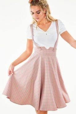 Voodoo Vixen Helena Plaid Suspender Flare Skirt