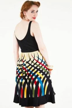 Voodoo Vixen Jean Border Print Flared Dress -Burleska shop Jean Border Print Flared Dress Voodoo Vixen 2 300x