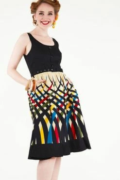 Voodoo Vixen Jean Border Print Flared Dress -Burleska shop Jean Border Print Flared Dress Voodoo Vixen 3 300x