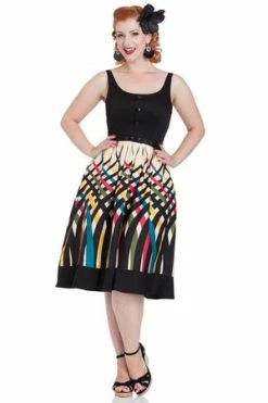 Voodoo Vixen Jean Border Print Flared Dress -Burleska shop Jean Border Print Flared Dress Voodoo Vixen 6 300x