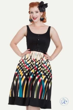 Voodoo Vixen Jean Border Print Flared Dress -Burleska shop Jean Border Print Flared Dress Voodoo Vixen 8 300x