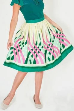 Voodoo Vixen Mia Colour Wheel Border Print Flare Skirt