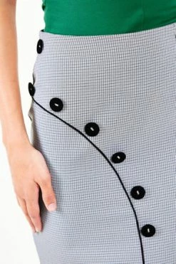 Voodoo Vixen Nina Tri-Colour Houndstooth Pencil Skirt -Burleska shop Nina Tri Colour Houndstooth Pencil Skirt Voodoo Vixen 4 300x