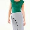Voodoo Vixen Nina Tri-Colour Houndstooth Pencil Skirt