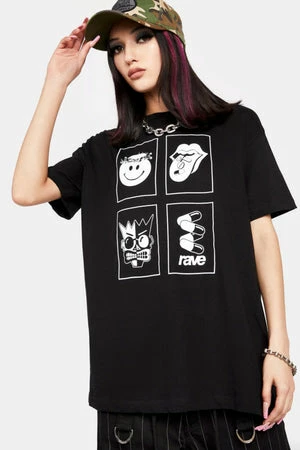 Long Clothing Rave Flyers Top - Unisex 3 Long Clothing Rave Flyers Top - Unisex