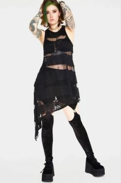 Jawbreaker Skull Stripes Asymmetric Dress