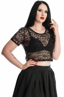 Banned Lace Skull Top -Burleska shop TP10439BLK 20SK25338BLK 0645 300x