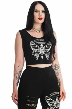 Banned Skeleton Butterfly Cropped Top