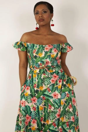 Voodoo Vixen Valentina Floral Tropical Print Cropped Top 3 Voodoo Vixen Valentina Floral Tropical Print Cropped Top