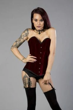 Burleska Victorian Overbust Long Line Corset In Velvet