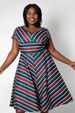 Voodoo Vixen Addison Striped Swing Dress -Burleska shop addison striped swing dress voodoo vixen 5 300x
