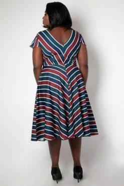 Voodoo Vixen Addison Striped Swing Dress -Burleska shop addison striped swing dress voodoo vixen 6 300x