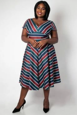 Voodoo Vixen Addison Striped Swing Dress -Burleska shop addison striped swing dress voodoo vixen 7 300x