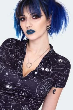 Jawbreaker Alchemy Cat Print Mini Polo Dress -Burleska shop alchemy cat print mini polo dress dra 9569 04.1427 300x