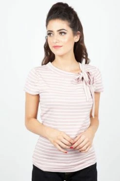 Voodoo Vixen Alexa Collar Bow Stripe Top