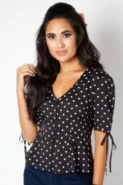 Voodoo Vixen Alice Polka Dot Peplum Blouse 17 Voodoo Vixen Alice Polka Dot Peplum Blouse -Burleska shop alice polka dot peplum blouse voodoo vixen 7 300x
