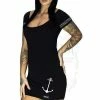 Dr Faust Anchor And Ropes Short Sleeve Black Mini Dress - Nathaly -Burleska shop anchor and ropes short sleeve black mini dress nathaly dr faust 300x