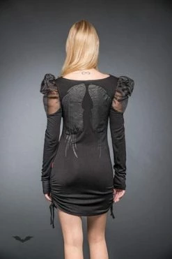 Queen Of Darkness Angel Wing Print Dress