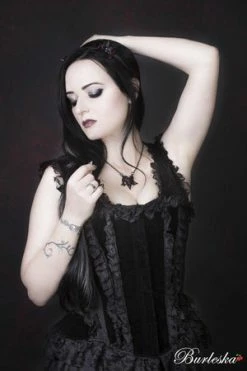 Burleska Athena Front Zip Overbust Corset In Black Velvet Flock -Burleska shop athena front zip overbust corset in black velvet flock burleska 3 300x