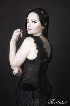 Burleska Athena Front Zip Overbust Corset In Black Velvet Flock -Burleska shop athena front zip overbust corset in black velvet flock burleska 4 300x