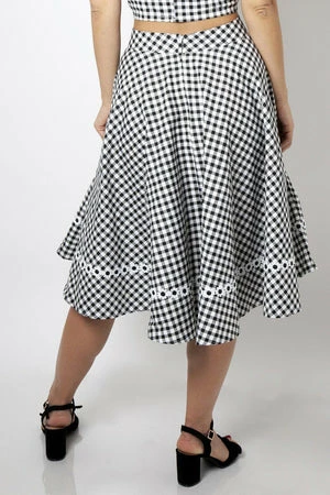Voodoo Vixen Ava Daisy Trim Gingham Flare Skirt 4 Voodoo Vixen Ava Daisy Trim Gingham Flare Skirt - Image 2
