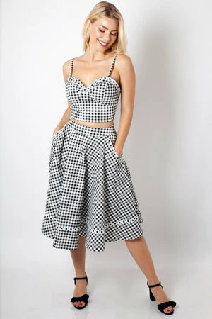 Voodoo Vixen Ava Daisy Trim Gingham Flare Skirt 5 Voodoo Vixen Ava Daisy Trim Gingham Flare Skirt - Image 3