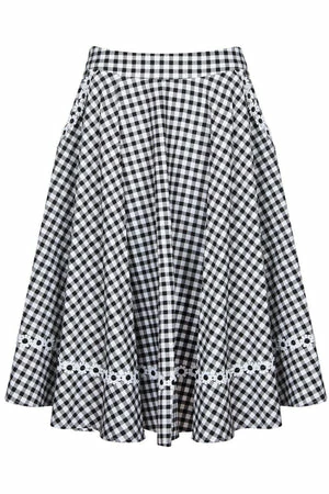 Voodoo Vixen Ava Daisy Trim Gingham Flare Skirt 6 Voodoo Vixen Ava Daisy Trim Gingham Flare Skirt - Image 4