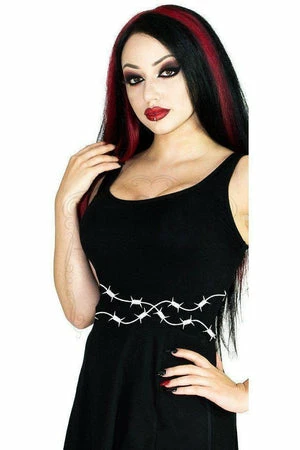 Dr Faust Barbed Wire Black Skater Mini Dress - Priscilla 4 Dr Faust Barbed Wire Black Skater Mini Dress - Priscilla - Image 2