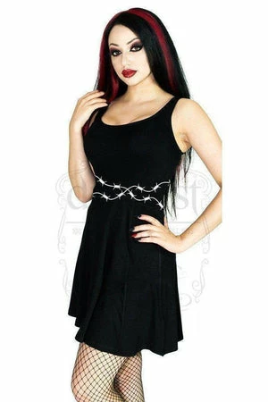 Dr Faust Barbed Wire Black Skater Mini Dress - Priscilla 3 Dr Faust Barbed Wire Black Skater Mini Dress - Priscilla