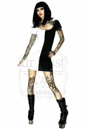Dr Faust Beetlejuice Two Face Black And White Mini Dress - Zoey 3 Dr Faust Beetlejuice Two Face Black And White Mini Dress - Zoey