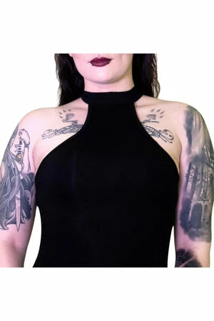 Dr Faust Beguiling Choker Bodycon Black Midi Dress - Londyn 5 Dr Faust Beguiling Choker Bodycon Black Midi Dress - Londyn - Image 3