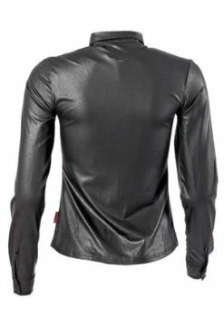 Queen Of Darkness Black Leather-Look Blouse -Burleska shop black leather look blouse queen of darkness 5 300x