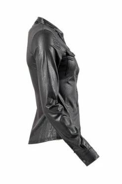 Queen Of Darkness Black Leather-Look Blouse -Burleska shop black leather look blouse queen of darkness 6 300x