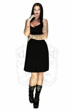 Dr Faust Black Wings Raw Silk Midi Dress - Angelique -Burleska shop black wings raw silk midi dress angelique dr faust 2 300x