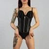 Burleska Blade Zip Underbust Corset In Black Twill And Matt Imitation Leather 2 Burleska Blade Zip Underbust Corset In Black Twill And Matt Imitation Leather -Burleska shop blade zip underbust corset in black twill and matt imitation leather burleska 300x
